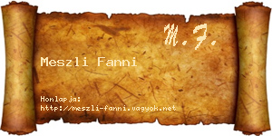 Meszli Fanni névjegykártya